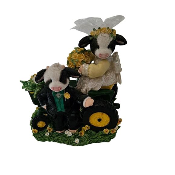 Enesco Other - Mary's Moo Moos Farm Wedding John Deere Tractor Cow Bride And Groom Figurine